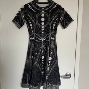 Black Milk Moonphases Longline Skater Dress - size extra small